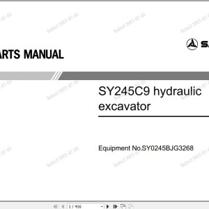 Sany SY245C9 Parts Manual SY0245BJG3268