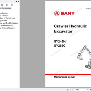 Sany SY245H SY265C Maintenance Manual Electrical And Hydraulic Diagrams