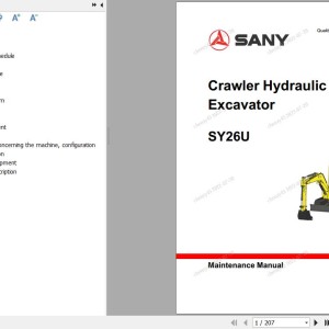 Sany SY26U Maintenance Manual Electrical and Hydraulic Circuit Diagram