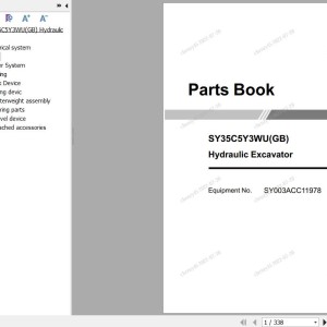 Sany SY35C5Y3WU(GB) Parts Book SY003ACC11978
