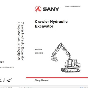 Sany SY365H-9 SY365BH-9 Shop Manual and Diagrams