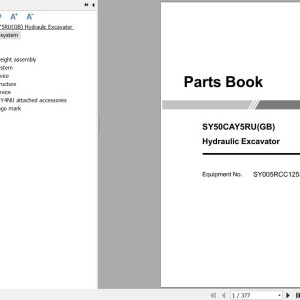 Sany SY50CAY5RU(GB) Parts Book SY005RCC12538