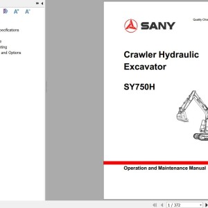 Sany SY750H Operation and Maintenance Manual