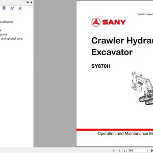 Sany SY870H Operation and Maintenance Manual