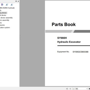 Sany SY980H Parts Book SY0952CB00388