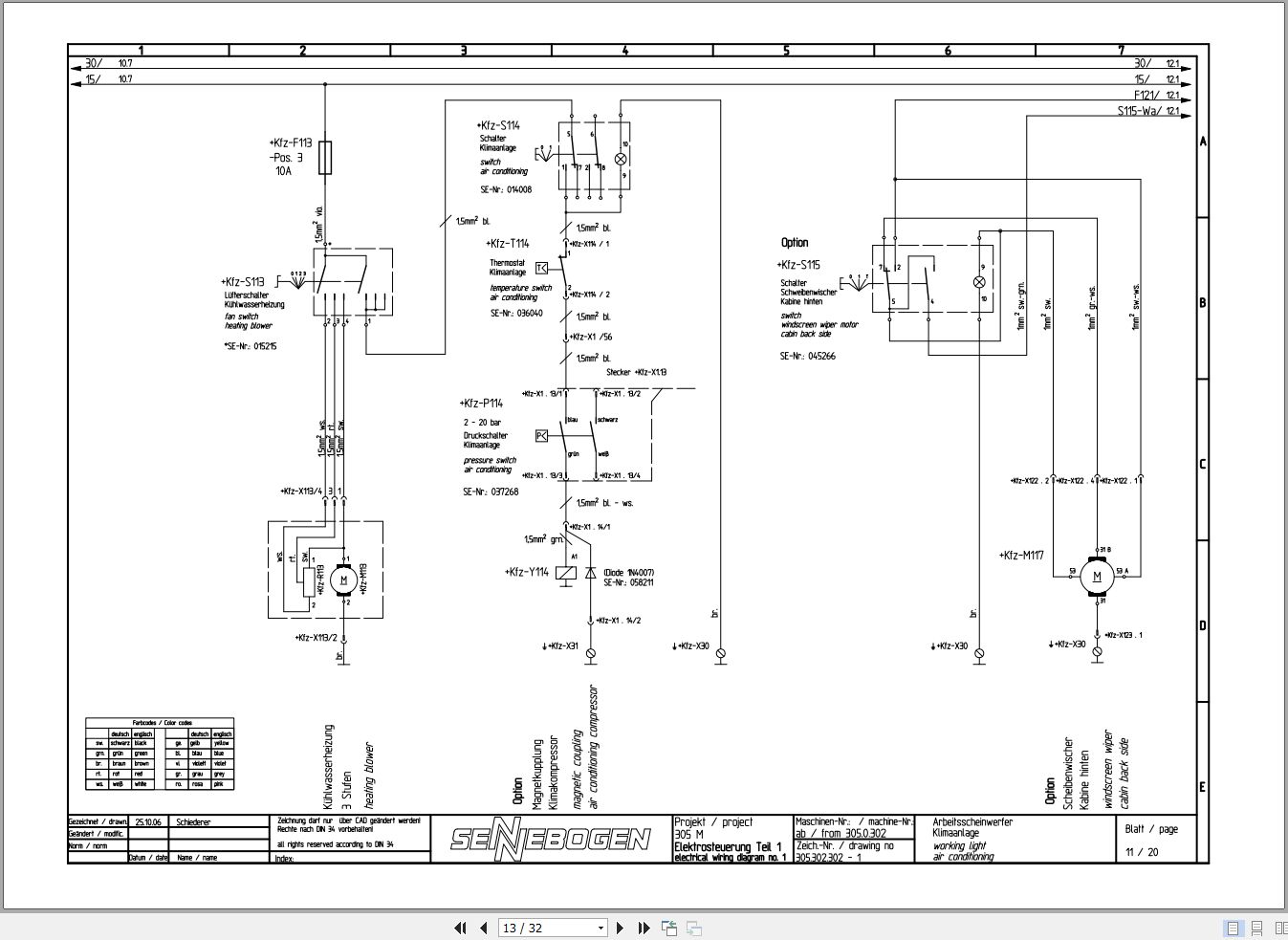 Sennebogen 305 305.0.420 Electric and Hydraulic Wiring Diagram