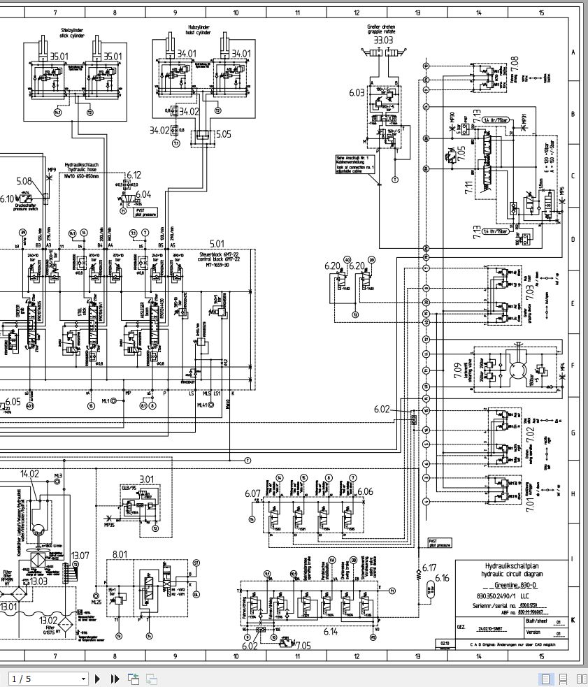 Sennebogen 830 830.0.1250 Electric and Hydraulic Wiring Diagram