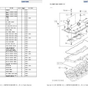 Sumitomo SH210-5 Isuzu 4HK1-XYSS01 Engine Parts Manual