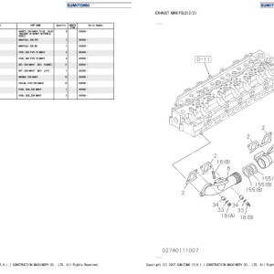 Sumitomo SH300-5 Isuzu 6HK1-XYSS02 Engine Parts Manual