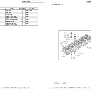 Sumitomo SH450HD-3B to SH500LHD-5 Isuzu 6UZ1-XYSS01 Engine Parts Manual