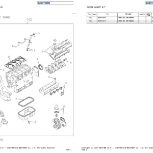 Sumitomo SH75X-3B SH80-3B Isuzu 4LE2-XYSS01 Engine Parts Manual