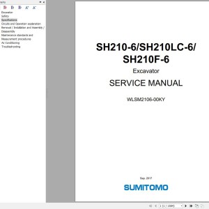 Sumitomo SH210-6 SH210LC-6 SH210F-6 Service Manual WLSM2106-00KY