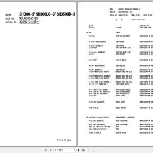 Sumitomo SH300-3 SH300LC-3 SH350HD-3 Parts Manual