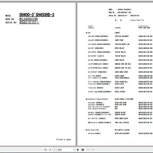 Sumitomo SH400-3 SH450HD-3 Parts Manual