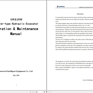 Sunward SWE155F Operation Maintenance Manual 2020