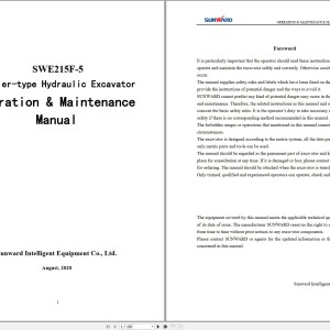 Sunward SWE215F Operation Maintenance Manual 2020