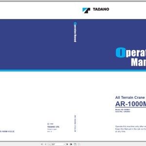 Tadano AR-1000M-1 Operation Manual AR-1000M-1_O2-2E & AR-1000M-1_O3-1E