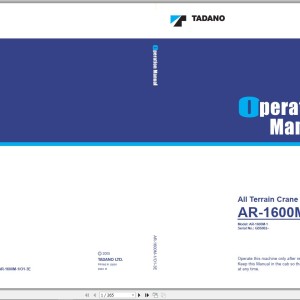 Tadano AR-1600M-1 Operation Manual AR-1600M-1_O1-3E