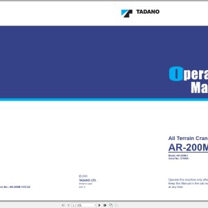 Tadano AR-200M-1 Operation Manual AR-200M-11_O-02