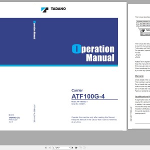 Tadano ATF-100G4(J)-1 Operation Manual
