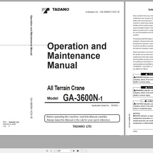 Tadano GA-3600N-1 Operation and Maintenance Manual GA-3600N-1_O3-1E