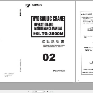 Tadano TG-3600M-11 Operation and Maintenance Manual TG-3600M-11_O-02