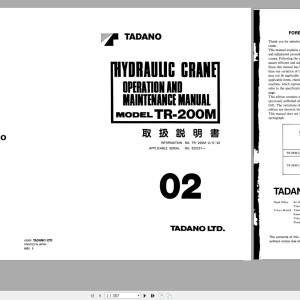 Tadano TR-200M-2 Operation and Maintenance Manual TR-200M-2_O-02