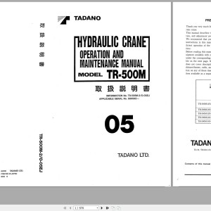 Tadano TR-500M Operation and Maintenance Manual TR-500M-2_O-05EJ