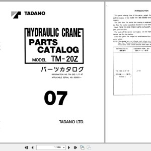Tadano TM-20Z Parts Catalog TM-20Z-1_P-07 2000 EN JP