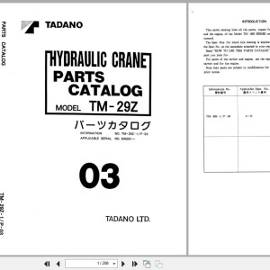 Tadano TM-29Z Parts Catalog TM-29Z-1_P-03 2000 EN JP
