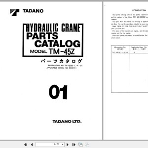 Tadano TM-45Z Parts Catalog TM-45Z(N)-1_P-01 2000 EN JP