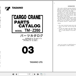 Tadano TM-Z260 Parts Catalog TM-Z260-1_P-03 2000 EN JP