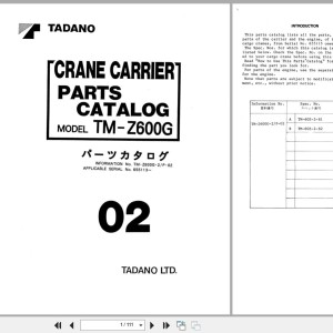 Tadano TM-Z600G Parts Catalog TM-Z600G-2_P-02 2000 EN JP