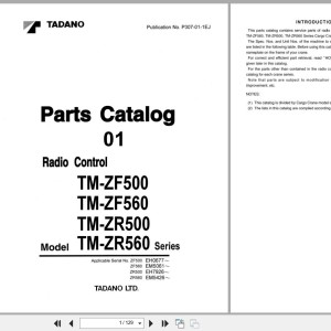Tadano TM-ZF500 to TM-ZR560 Series Parts Catalog P307-01-1EJ_1 2003 EN JP