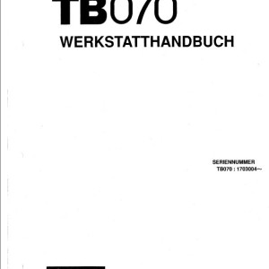 Takeuchi TB070 Parts Workshop Operators Manual