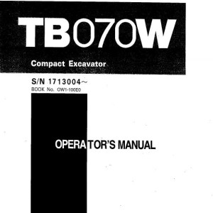 Takeuchi TB070W Operators Parts Manual