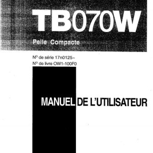 Takeuchi TB070W Operators Parts Manual