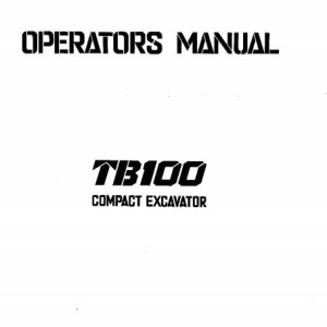 Takeuchi TB100 Operators Manual