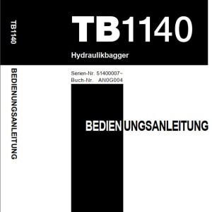 Takeuchi TB1140 Parts Workshop Operators Manual