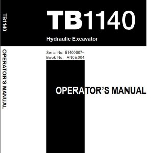 Takeuchi TB1140 Workshop Operators Parts Manual