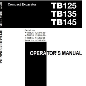 Takeuchi TB125 to TB150 Workshop Operators Parts Manual
