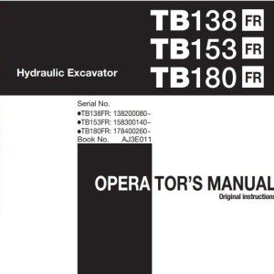 Takeuchi TB138 TB153 TB180FR Workshop Operators Parts Manual