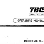 Takeuchi TB15 Parts Workshop Operators Manual