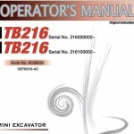 Takeuchi TB216 Workshop Operators Parts Manual