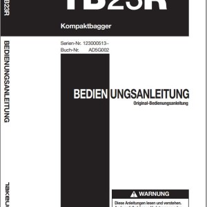 Takeuchi TB23R Parts Workshop Operators Manual