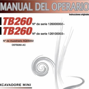 Takeuchi TB260 Operators Parts Workshop Manual