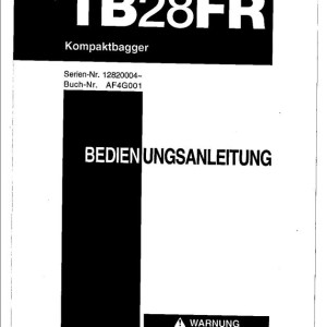 Takeuchi TB28FR Parts Workshop Operators Manual