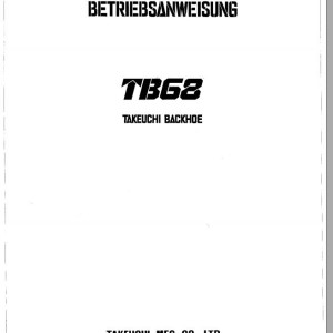 Takeuchi TB68S Operators Parts Workshop Manual