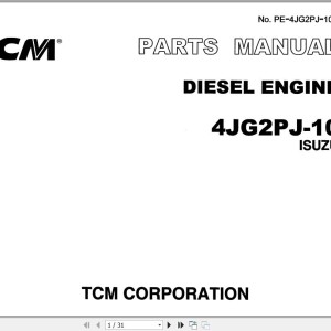 Isuzu Engine 4JG2PJ-10 For TCM FA20D FA25D FA30D Parts Manual PE-4JG2PJ-10
