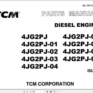 Isuzu Engine 4JG2PJ Series For TCM FHD20Z2 To FHD30Z5 Parts Manual PE-4JG2E